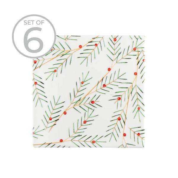 Textured Ceramic Coaster Slim Holly | Set of 6
