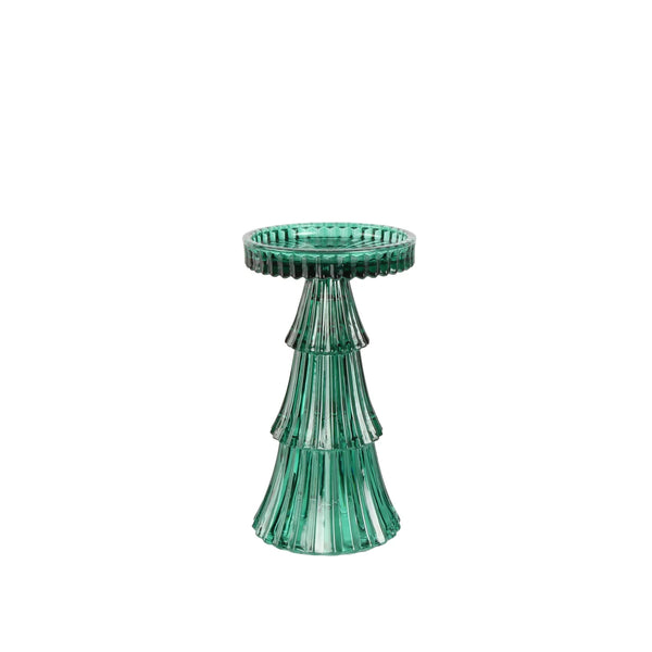 Empire Tree Pillar Candle Holder Green | 7"