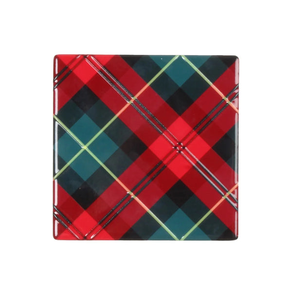 Textured Ceramic Coaster Merry Check | Set of 6