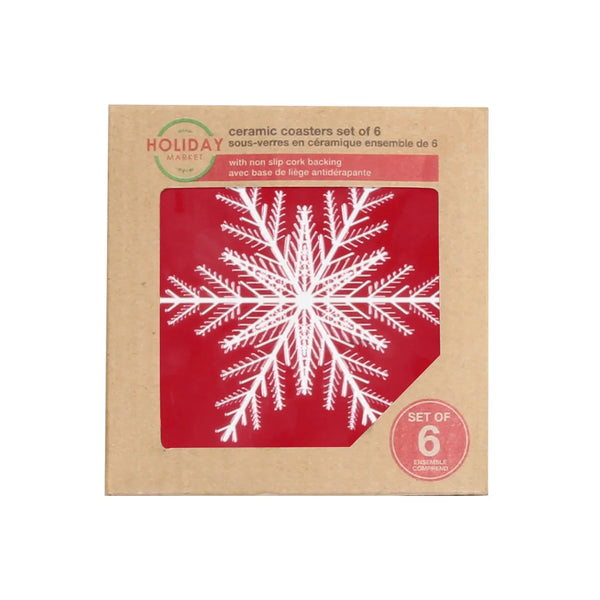 Textured Ceramic Coaster Snowflake | Set of 6