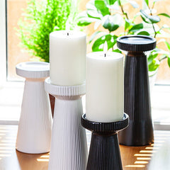 Spring Decor - Tall Ribbed White Pillar