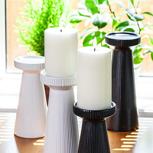 Spring Decor - Small Ribbed White Pillar