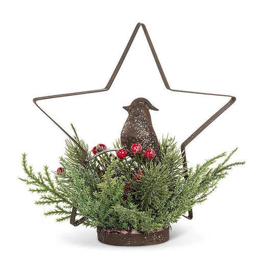 Cardinal with Pine & Berries in Star