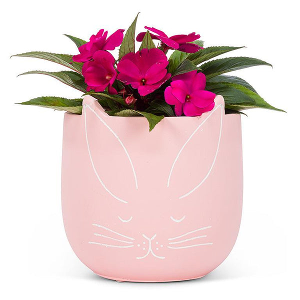 Spring Decor - Pink Bunny Cement Planter