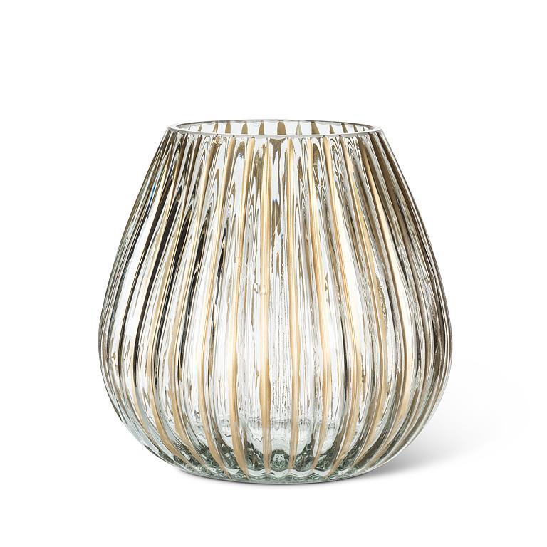 Ribbed Glass Gold Stripe Vase | Medium 5"