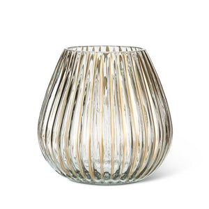 Ribbed Glass Gold Stripe Vase | Small 3.5"