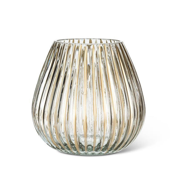 Ribbed Glass Gold Stripe Vase | Small 3.5"