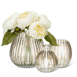 Ribbed Glass Gold Stripe Vase | Small 3.5"