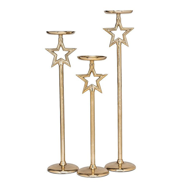 Star Pillar Candle Holder | Set of 3