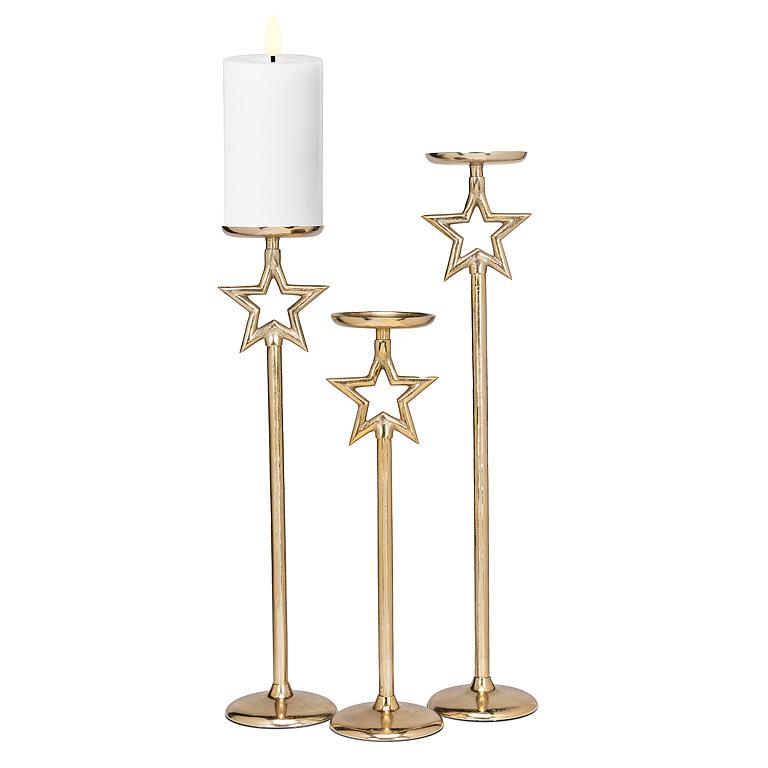 Star Pillar Candle Holder | Set of 3