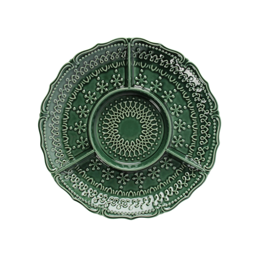 Embossed Holiday Serving Plate | Forrest Green