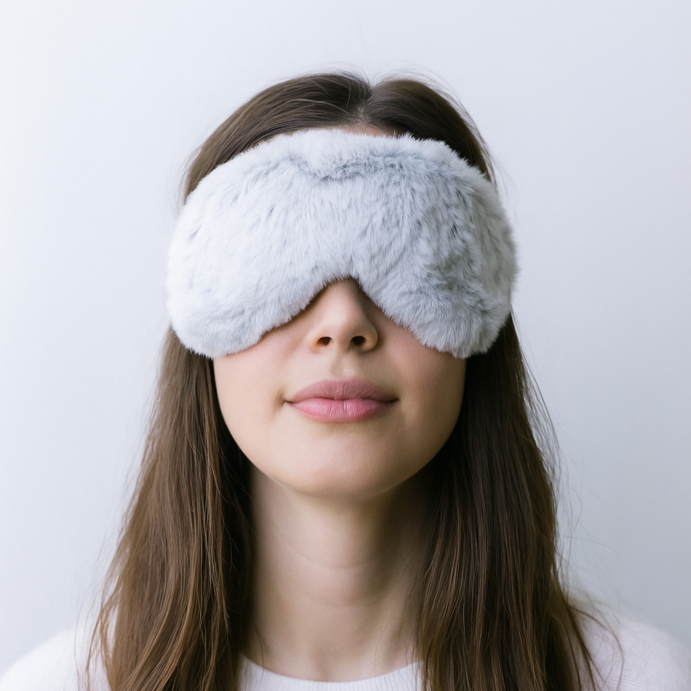 Faux Fur Warming Eye Mask | Frosted Grey
