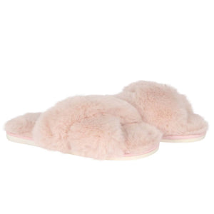 Cotton + Cashmere Criss Cross Plush Slippers