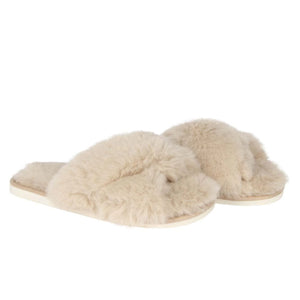 Cotton + Cashmere Criss Cross Plush Slippers