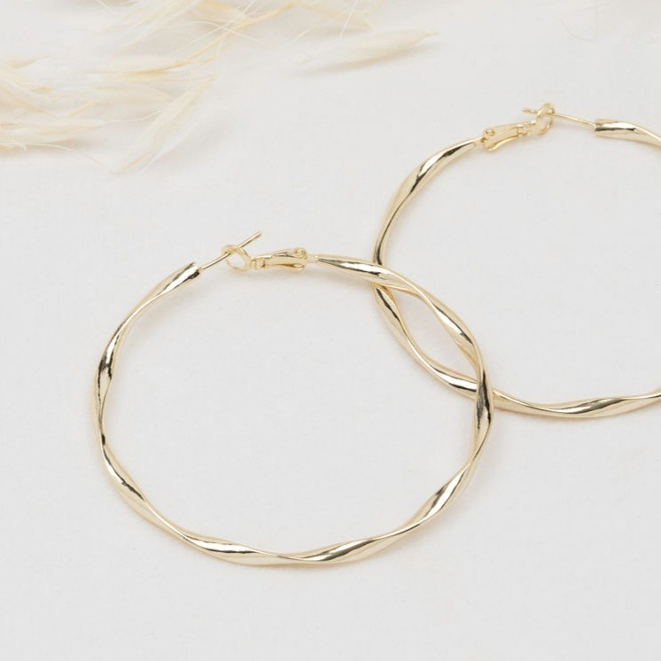 Twist Hoop Earrings Gold