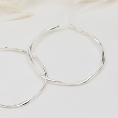 Twisted Hoop Earrings Silver
