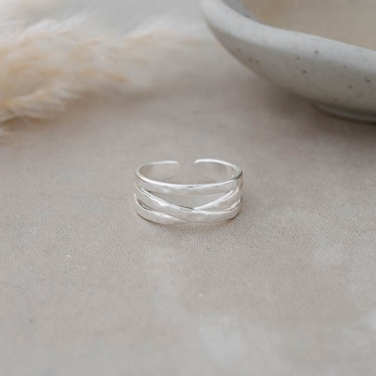 Hammered Metal Ring Silver