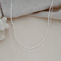 Layering Pearl Necklace Silver
