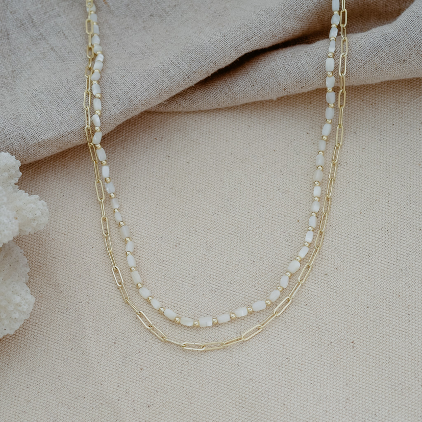 Layering Pearl Necklace Silver