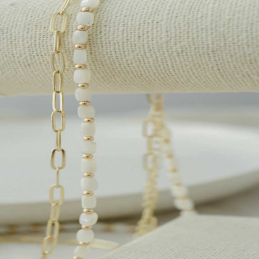 Layering Pearl Necklace Silver