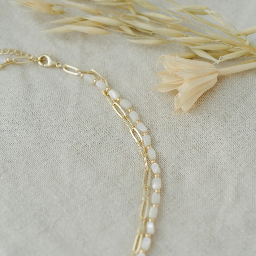 Layering Pearl Necklace Silver