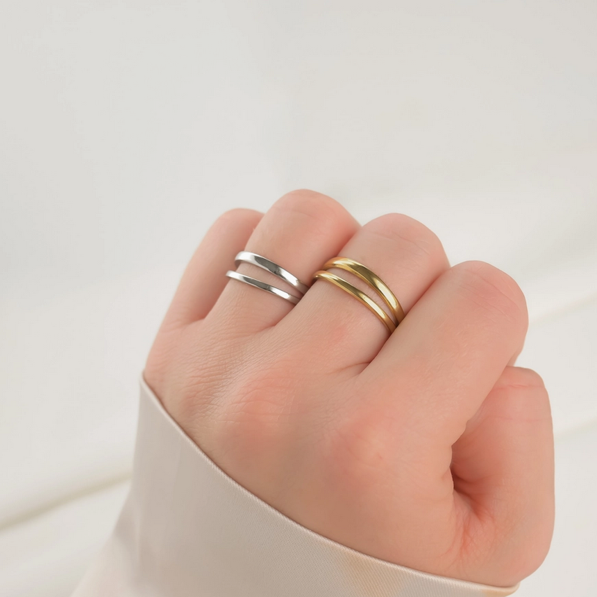 Open Layered Ring Silver