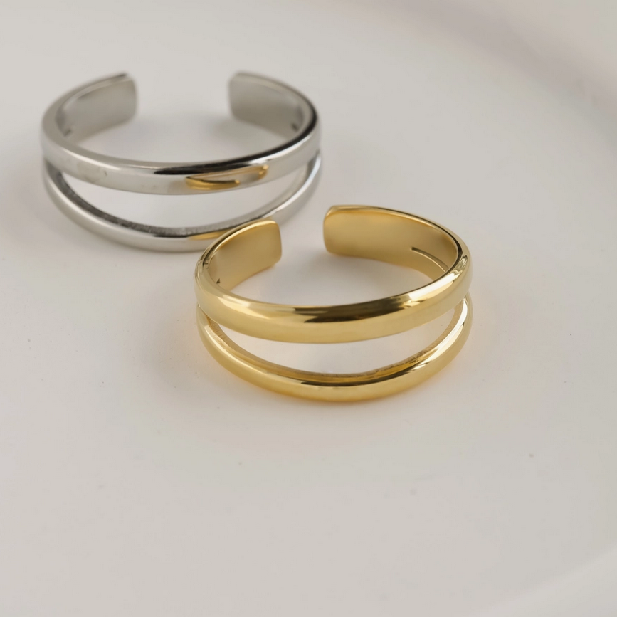 Open Layered Ring Gold