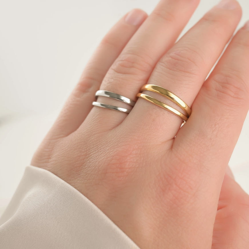 Open Layered Ring Gold