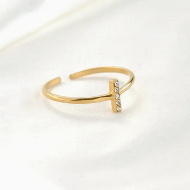 Diamond Bar Ring Gold