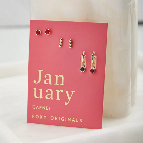January Birthstone Earrings - Gold