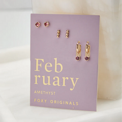 February Birthstone Earrings - Gold