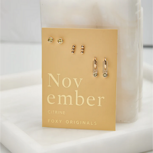 November Birthstone Earrings - Gold