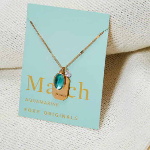 March Birthstone Necklace - Gold