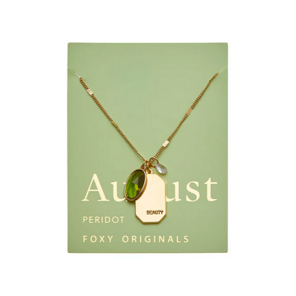 August Birthstone Necklace - Gold