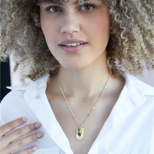 August Birthstone Necklace - Gold