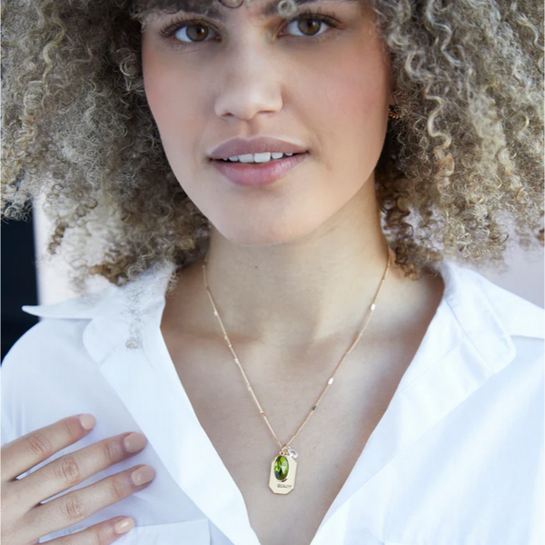 August Birthstone Necklace - Gold