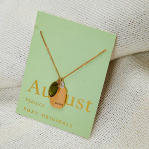August Birthstone Necklace - Gold