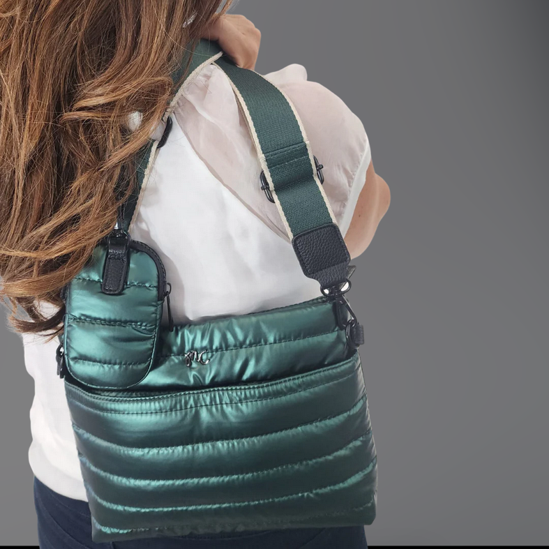 Quilted Crossbody - Metallic Green