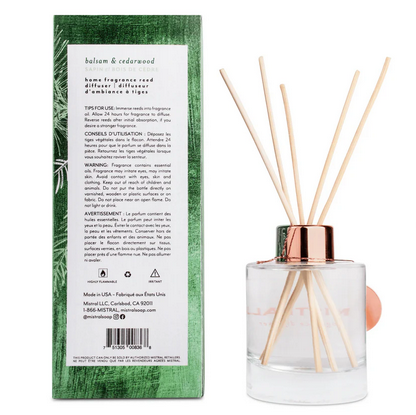 Mistral Reed Diffuser Balsam and Cedarwood | 4 fl oz / 118 mL