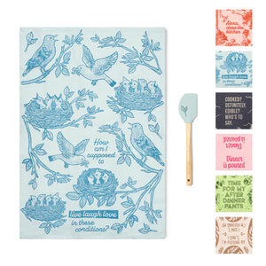 The Reluctant Chef Tea Towel & Spatula Set | 6 Styles