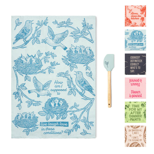 The Reluctant Chef Tea Towel & Spatula Set | 6 Styles
