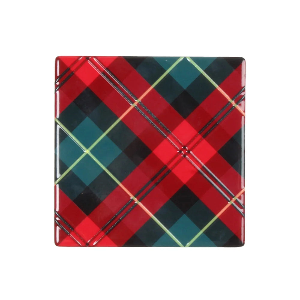 Textured Ceramic Coaster Merry Check | Set of 6