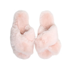 Cotton + Cashmere Criss Cross Plush Slippers