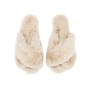 Cotton + Cashmere Criss Cross Plush Slippers