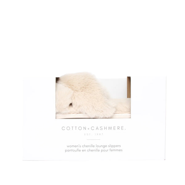 Cotton + Cashmere Criss Cross Plush Slippers