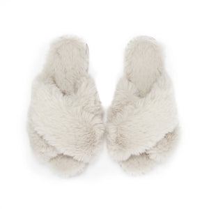 Cotton + Cashmere Criss Cross Plush Slippers