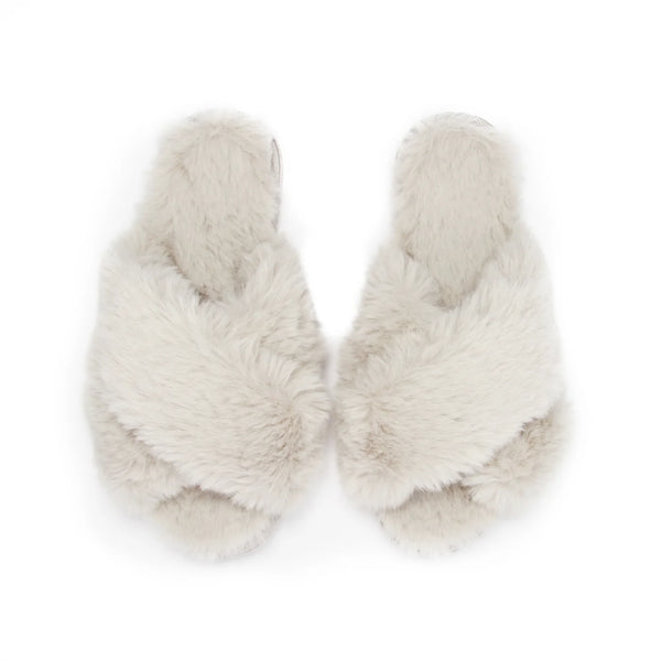 Cotton + Cashmere Criss Cross Plush Slippers